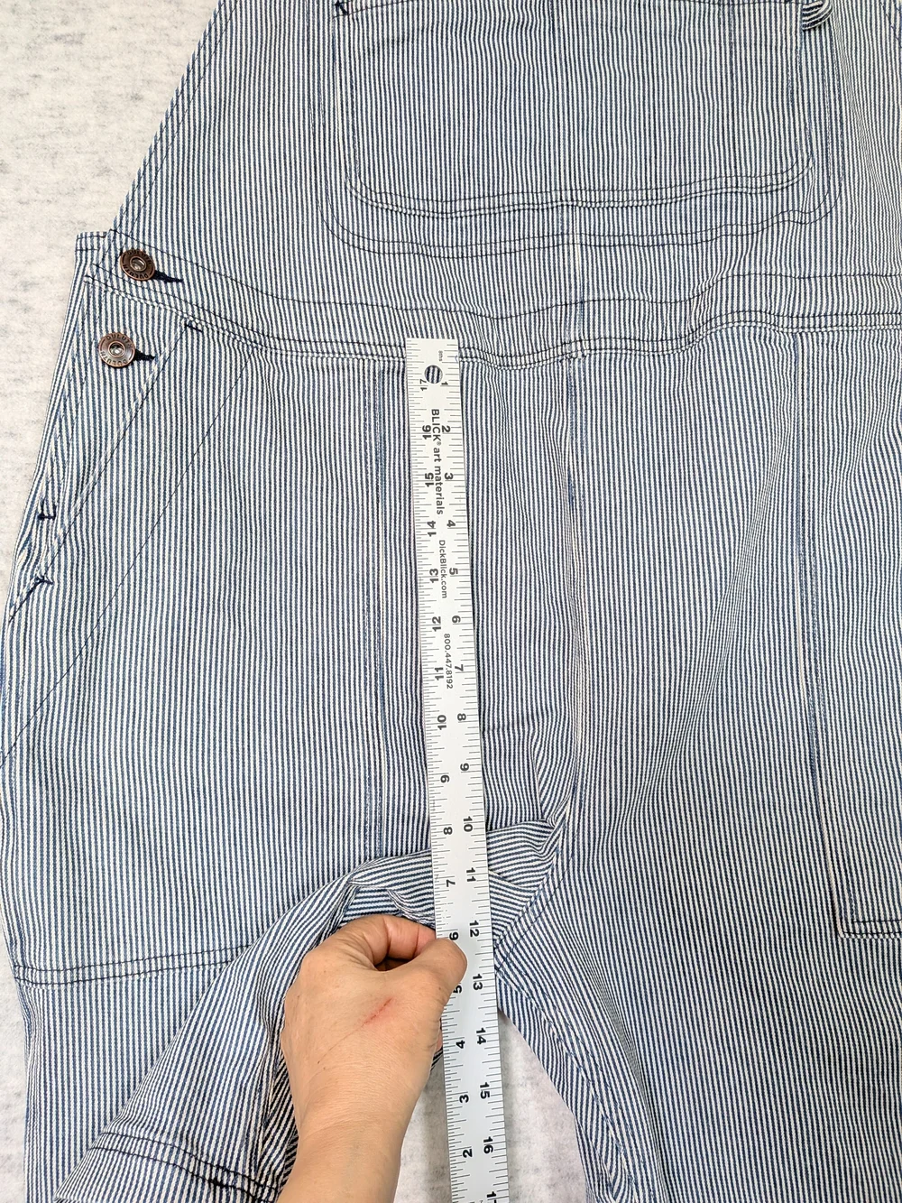 Duluth Trading Co. Rootstock Gardening Blue & White Striped Short Overalls Sz XL - Picture 7 of 16